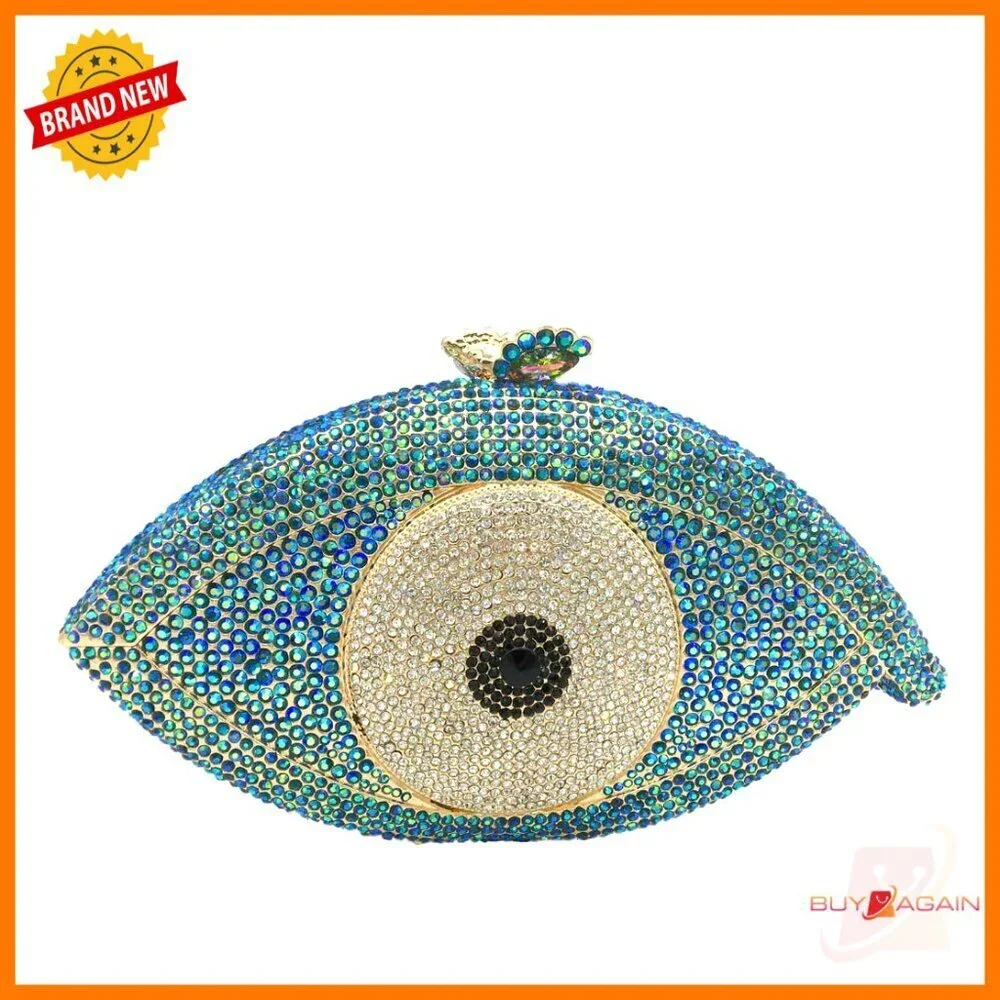 Mini Rhinestone Clutch Purse with Detachable Straps for Evening Events